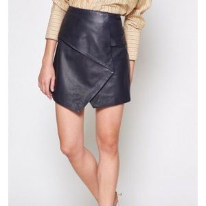 Navy leather skirt
